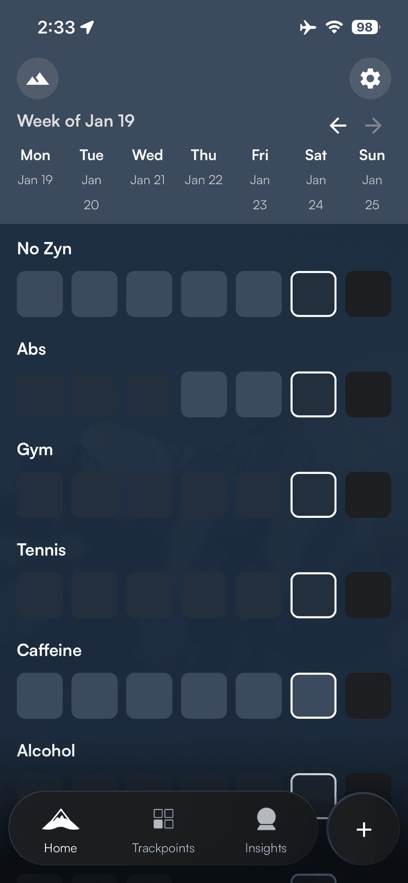 Traction habit tracking grid